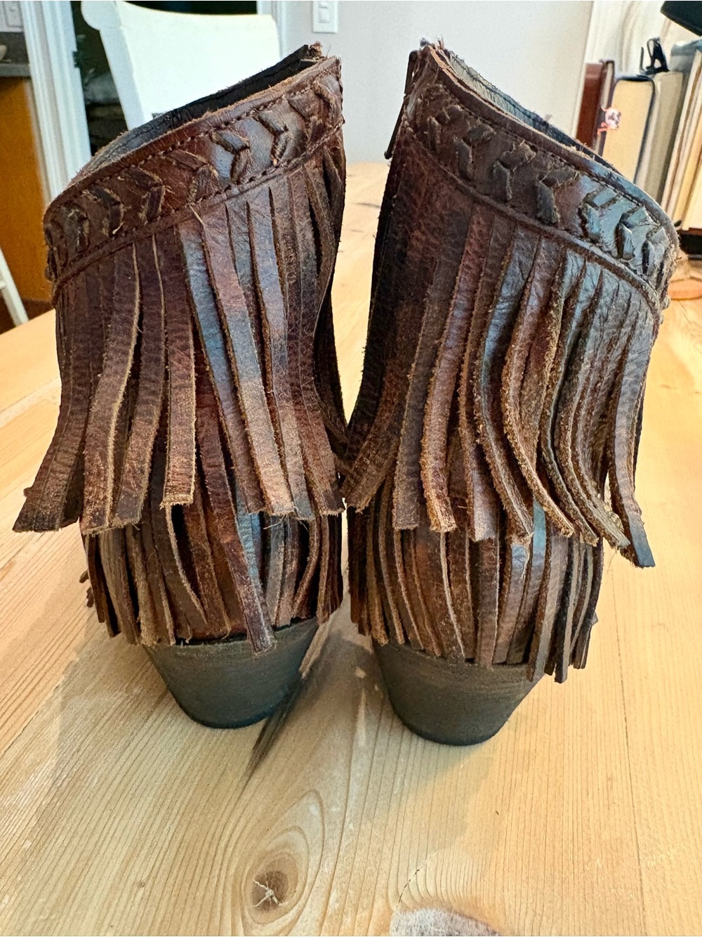 Old Gringo “Milani” Brown Leather Fringe Ankle Boots - Picture 8 of 11